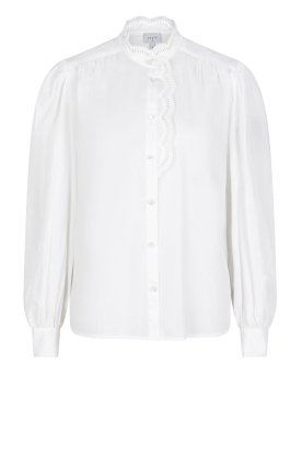 Dante 6 |Poplin blouse met kant Rhea | wit