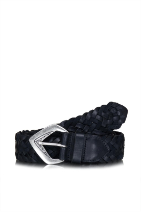 ba&sh | Leather braided belt Bergamo | black