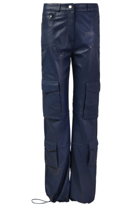 STUDIO AR | Leren cargo pants Gailia | blue