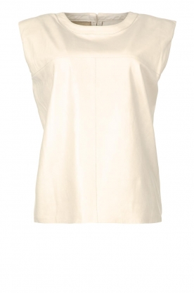 Ibana | Leather top with shoulder padding Trixy | white
