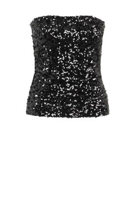 Second Female |  Stretch top with sequins Luxurious | black  