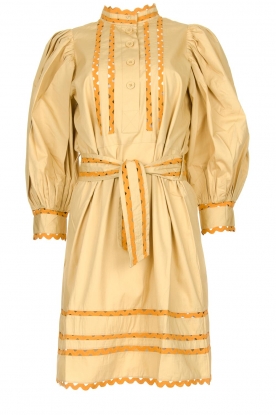 Antik Batik | Poplin jurk met pofmouwen Mali | geel 