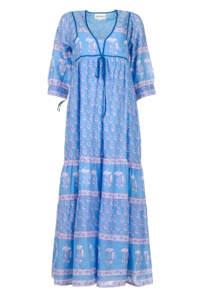 Antik Batik | Cotton maxi dress with floral print Mori | blue