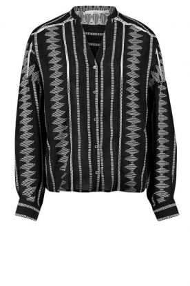 Aaiko |Katoenen blouse met azteken print Gilaine | zwart 