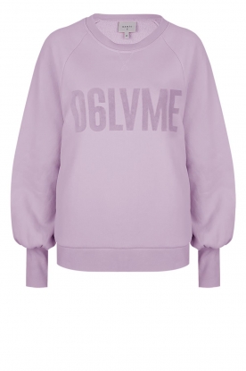 Dante 6 | Cotton sweater with text print Love Me | lilac