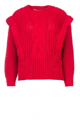 Aaiko |Gebreide trui met pofmouwen Bizou | rood 