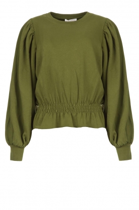 Freebird | Sweater with smocked bottom Viccy | green