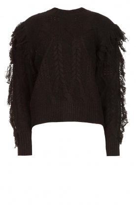 Silvian Heach | Broderie sweater with fringes Compton | black
