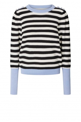 Lolly's Laundry | Striped sweater with shoulder details Sarah | black