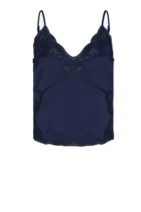 Dante6 |  Satin top with lace Ligne | dark blue 