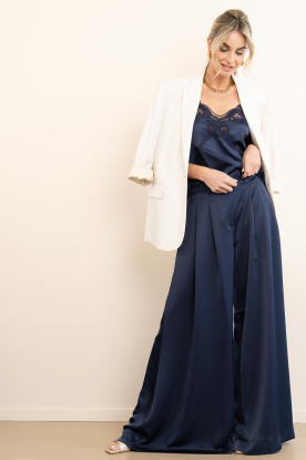 Dante6 |  Satin ultra wide leg trousers Onique | dark blue 