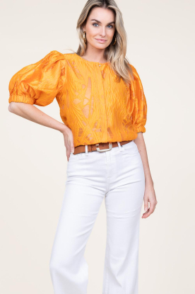 Copenhagen Muse |  Shiny flockprint blouse Baloon | orange