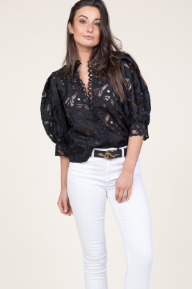 Copenhagen Muse |  Lace blouse with puffed sleeves Mala | black 