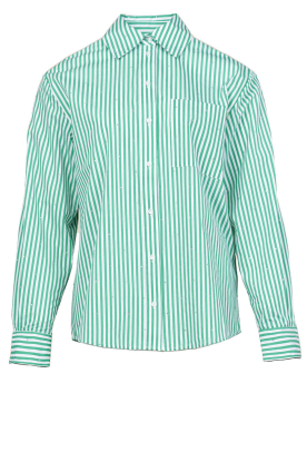 Kocca |Gestreepte blouse met strass steentjes Stefy | groen
