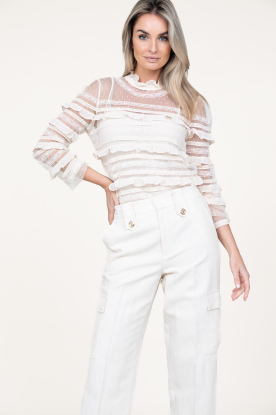 Twinset |  Luxe mesh top with ruffles Danique | natural 