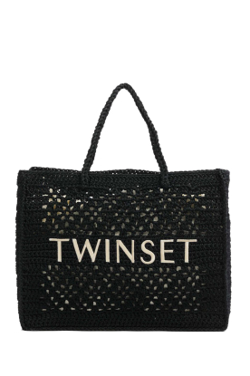 Twinset | Crochet shopper with pouch Lois | black