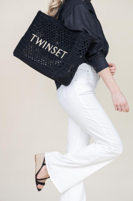 Twinset |  Crochet shopper with pouch Lois | black 