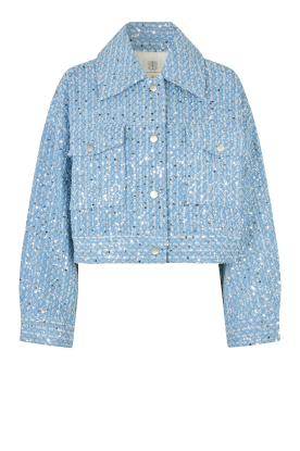 Second Female | Cropped denim jacket with sequins Lemara | blue