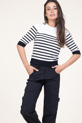 Suncoo |  Soft cotton striped sweater Peroza | black & white