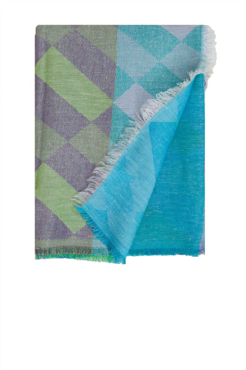 Moment Amsterdam | Linen mix scarf with print Lilly | blue