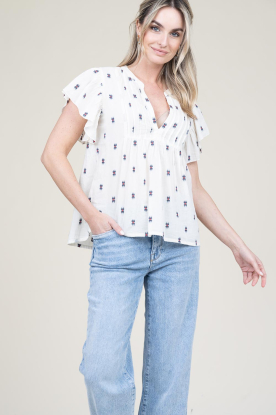 Lollys Laundry |  Jacquard top with print Isabel | natural 