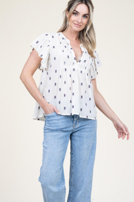 Lollys Laundry |  Jacquard top with print Isabel | natural