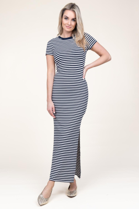 Lollys Laundry |  Striped tricot maxi dress Christine | blue 