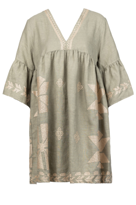 Greek Archaic Kori |  Dress with gold colored embroidery Alena | green 