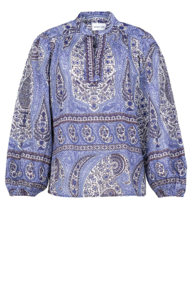 Antik Batik | Cotton paisley print top Tajar | blue