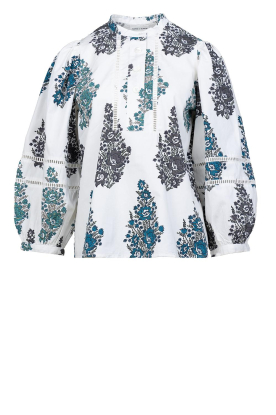 Antik Batik | Poplin blouse with print Muguet | white