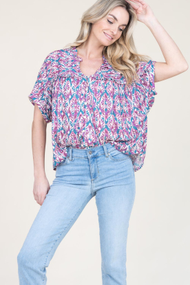 Louizon |  Ecovero blouse with print Valda | pink
