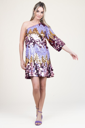 Dante 6 | One-shoulder pailletten jurk Dynamique | paars