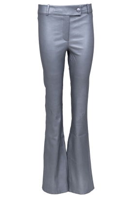 STUDIO AR | Leather stretch flared pants Jaela | silver