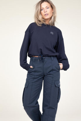 Co'Couture | Cropped sweater met trekkoord Clean | blauw