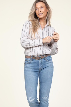 Co'Couture |  Striped blouse Ivana | natural