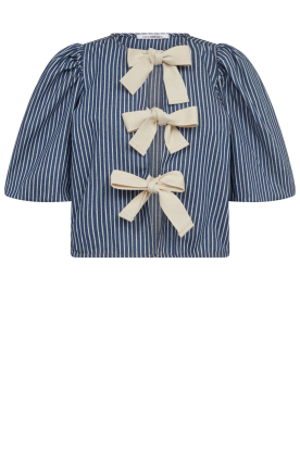Co'Couture | Striped top with bow details Billy | blue