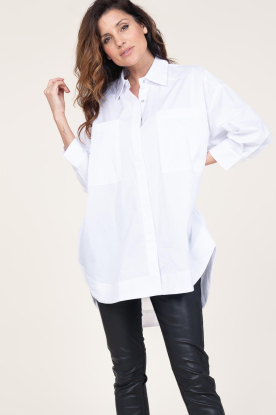 Co'Couture | Katoenen blouse met zakken Cotton | wit