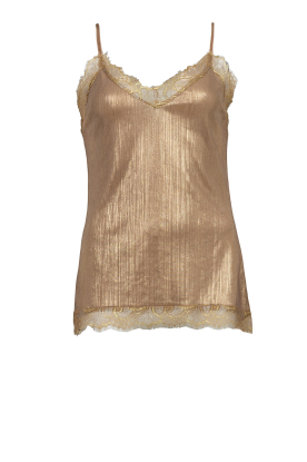 Est'Seven | Satin stretch top with lace Tesset | gold