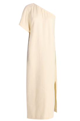 March23 |One-shoulder mousseline jurk Toledo | geel