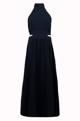 March23 |Halter mousseline jurk Cadiz | zwart