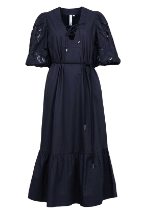 Scarlett Poppies | Midi dress with openwork sleeves Istanbul | black
