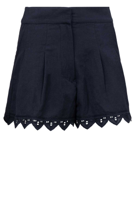 Scarlett Poppies | Linen shorts with embroidery Catanta | black