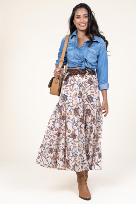 Stella Forest |  Maxi skirt with print Marla | natural 