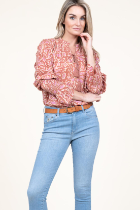 Ibana | Katoenen blouse met print Talys | roze