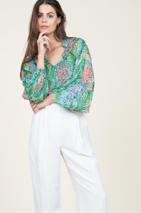 Ibana | Lurex blouse met print Talici | groen
