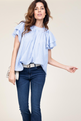 Ibana |  Striped top with ruffle sleeves Truff | blue