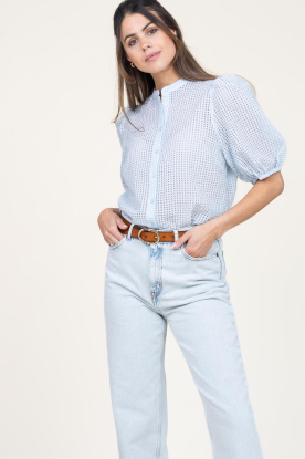 Second Female | Transparante wafelstof blouse Tascha | blauw