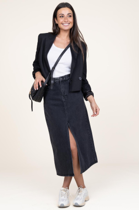 Co'Couture | Non-stretch denim rok met studs Vika | zwart