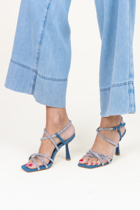 Rinascimento |  Denim sandals with heel Lilly | blue 