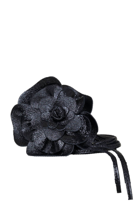 Little Soho | Belt with flower detail Flower | black
